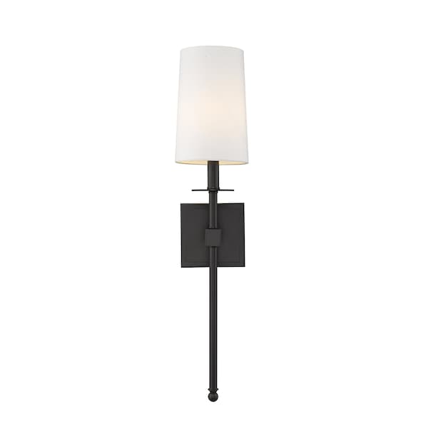 Camila 1 Light Wall Sconce, Matte Black & White